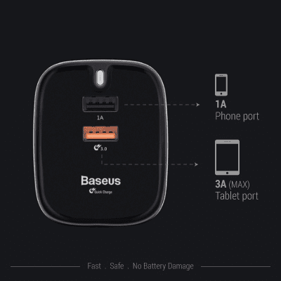 GBS-QC Baseus Funzi Dual USB Fast Charger