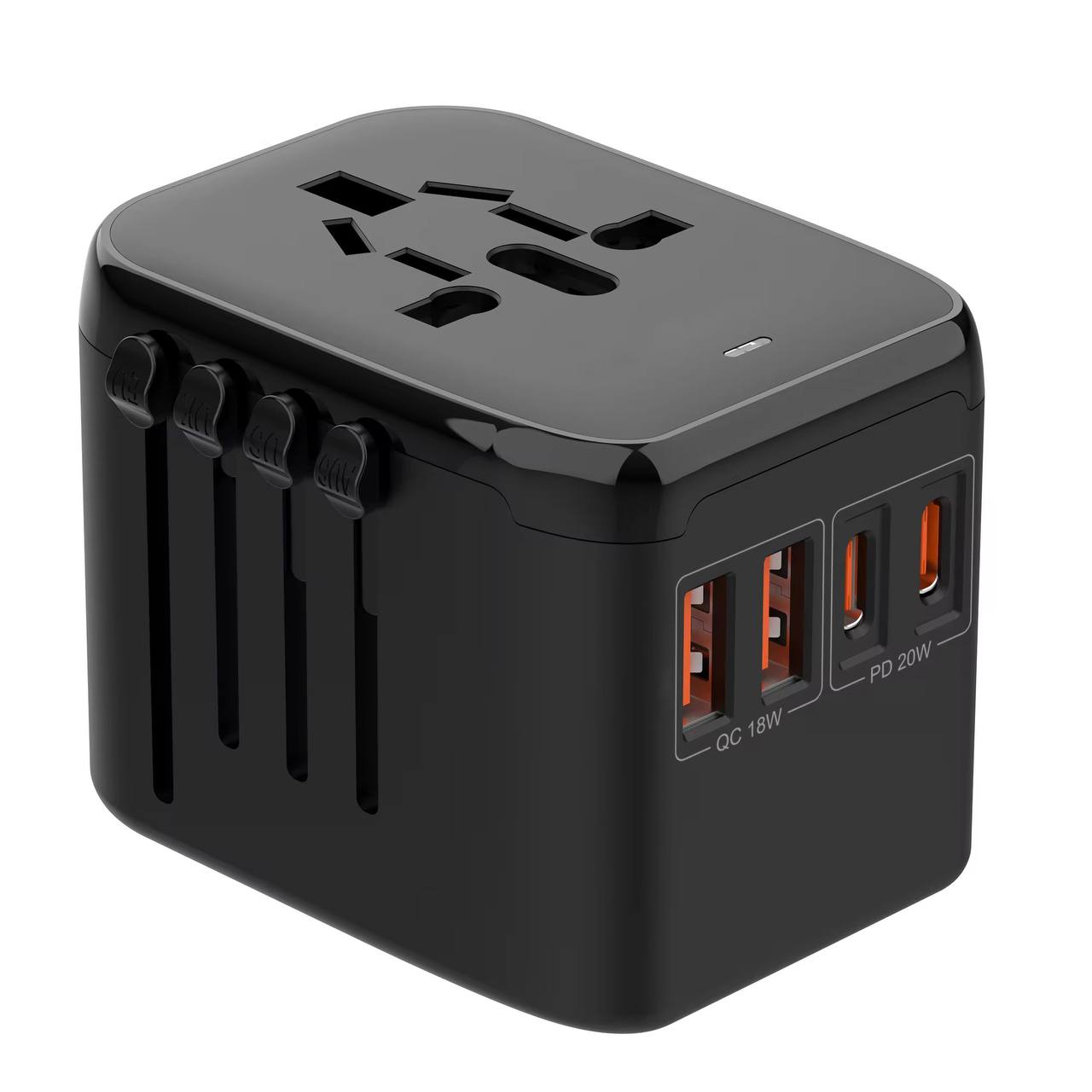 Travel Charger 2 USB 2 TYPE C Worldwide Compatible Universal EU AU US UK QC18W PD 20W with 4 Ports Travel Adapter