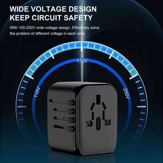 Travel Charger 2 USB 2 TYPE C Worldwide Compatible Universal EU AU US UK QC18W PD 20W with 4 Ports Travel Adapter